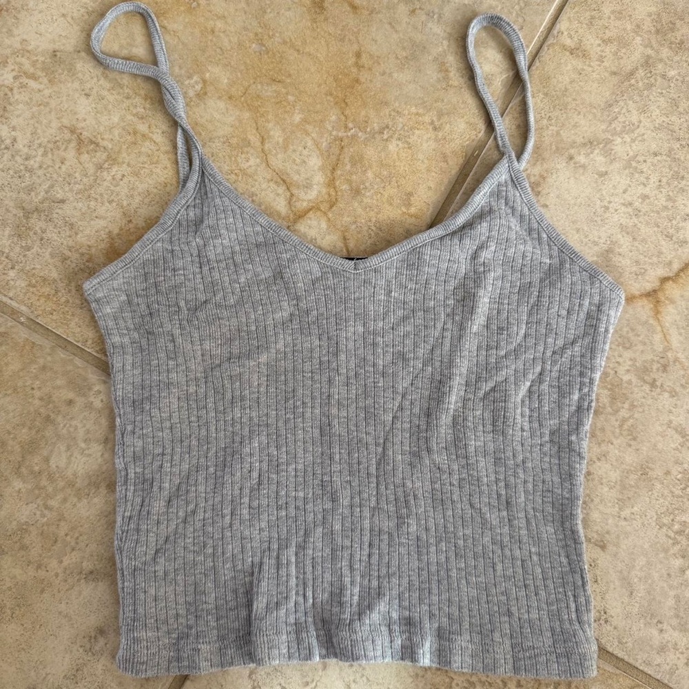 Brandy Melville Gray Ribbed Crop Camisole